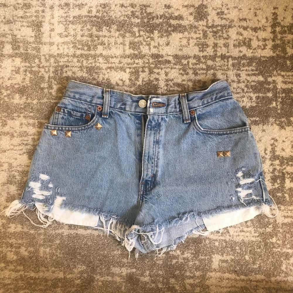 Levis 550 High Waist Shorts Blue Vintage Studs 6S